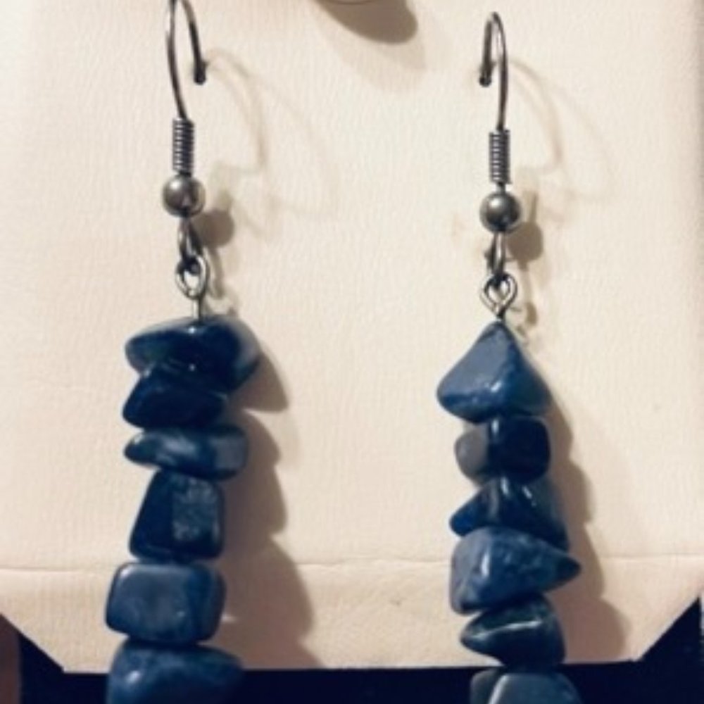 Natural stone earrings, dark blue
